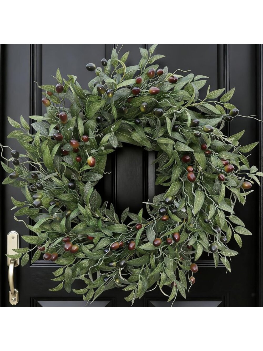 Handmade 26" Olive Leaf Wreath for Front Door, Elegant Home Decor, Realistic